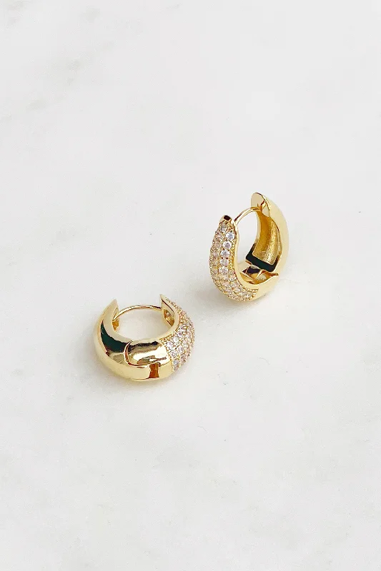 Birthday Gift Earrings-Tapered CZ Huggies