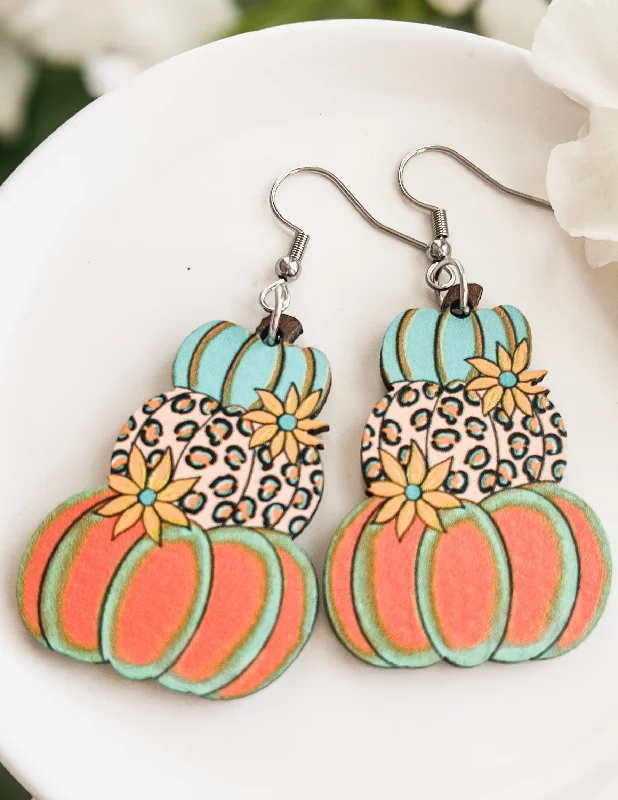 Handmade Dangle Earrings-Adorable Fall Pumpkin Earrings