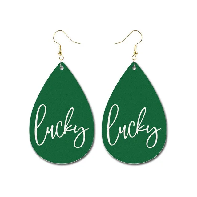 Multi-Colored Earrings-Fun Green "LUCKY" Saint Patrick’s Day Earrings