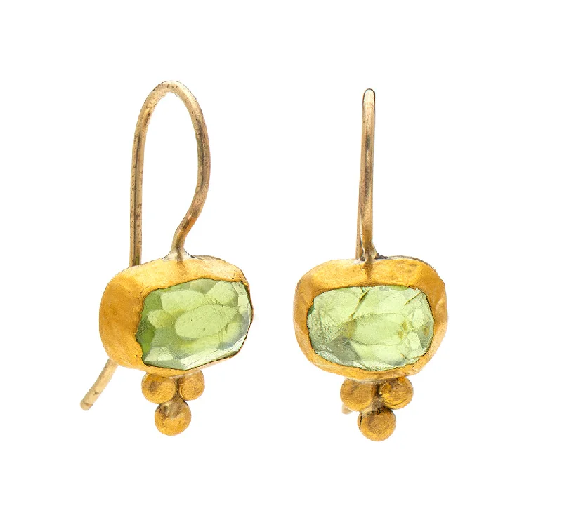 Fun Hoop Earrings-Nava Zahavi Yellow Gold Rectangular Peridot Earrings