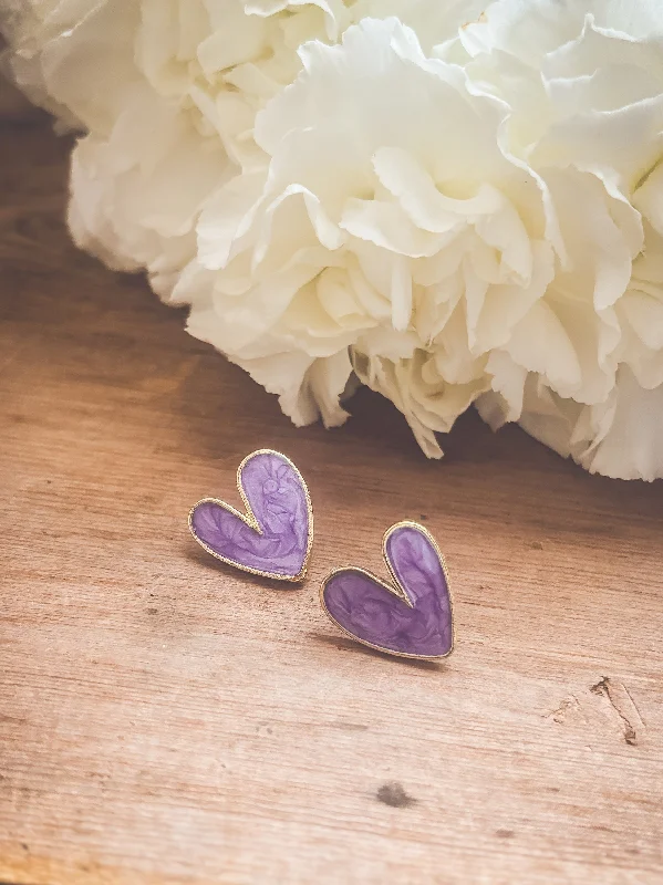 Bohemian Earrings-Beautiful Purple Heart Earrings