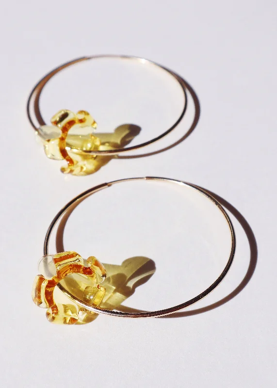 Trendy Drop Earrings-Large Puakenikeni Flower Hoop Earrings