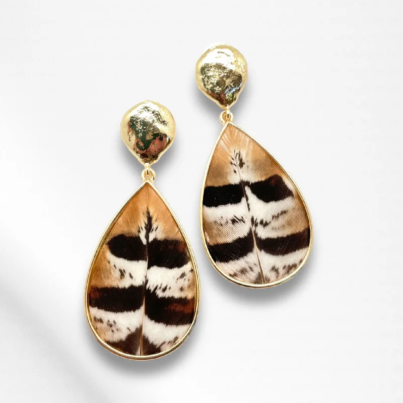 Rhinestone Earrings-Inlay Feather Earrings