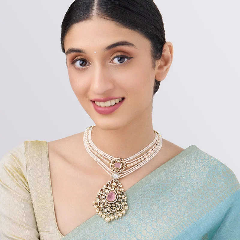 Elegant Crystal Necklace-Kundan Necklace 161698