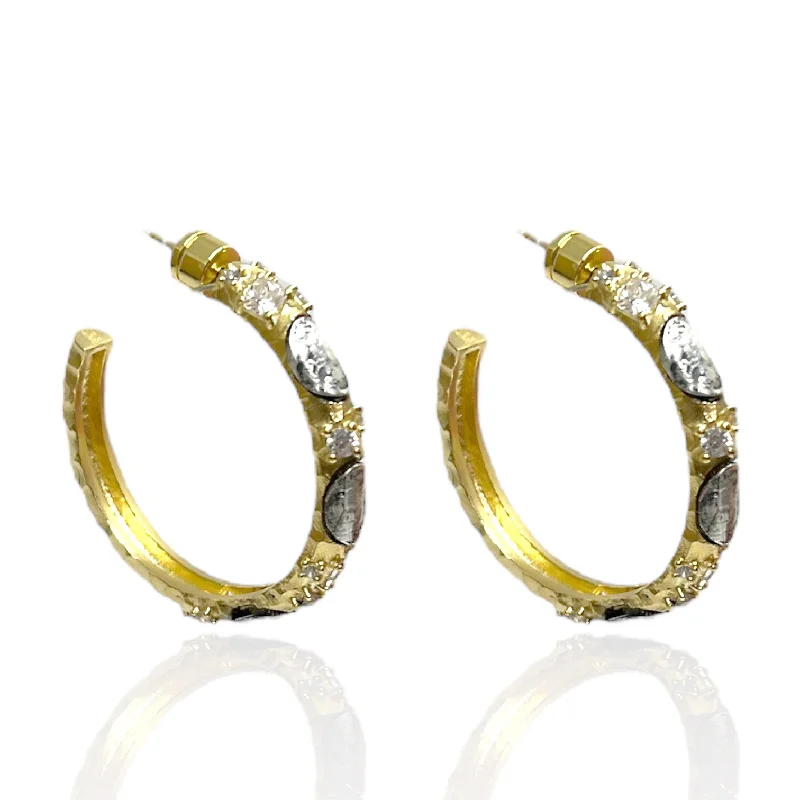 Bold Gold Earrings-GOLD ALMA HOOPS 1.5"