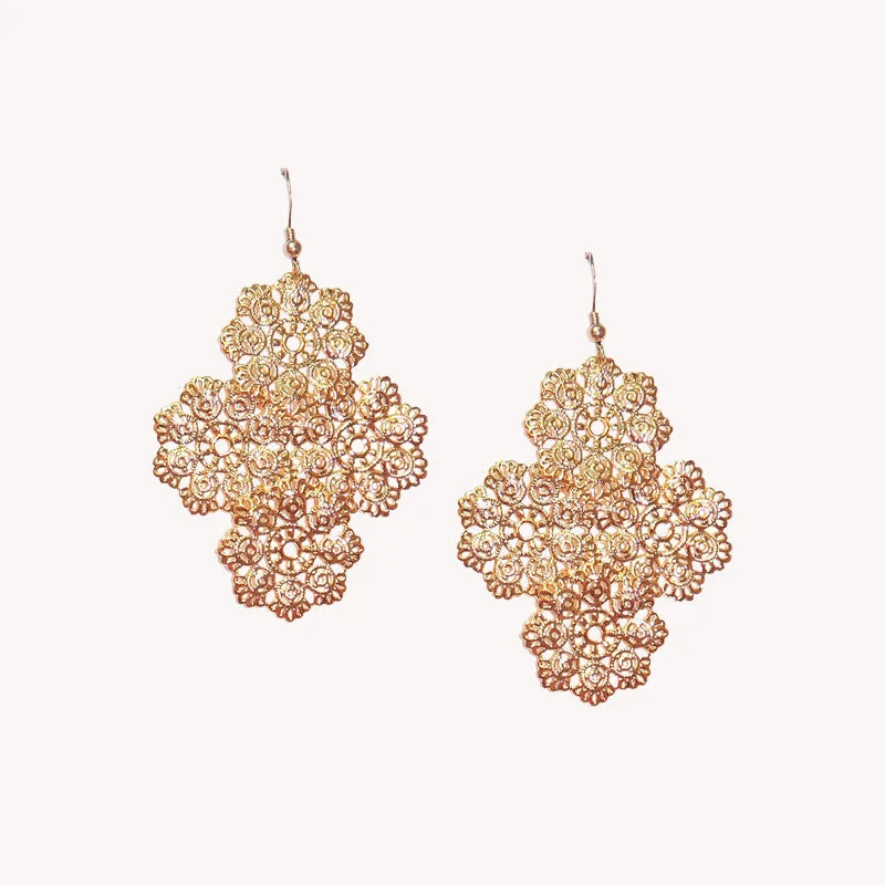 Bohemian Earrings-Day Filigree, 18kg plated