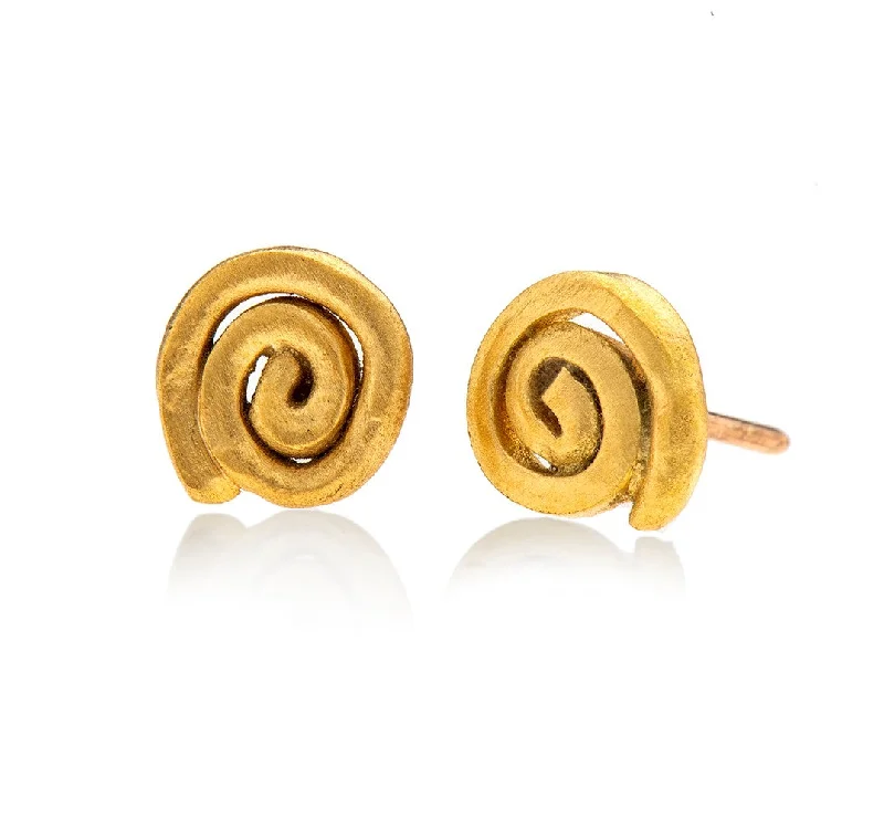 Shiny Drop Earrings-Nava Zahavi Spiral Gold Earrings