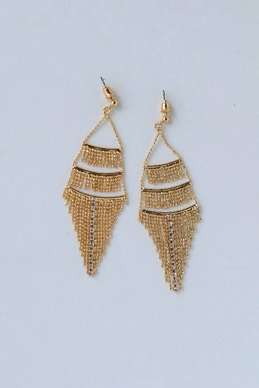 Fashionable Chandelier Earrings-FINAL SALE - Aurora Gold Tiered Fringe Drop Earrings