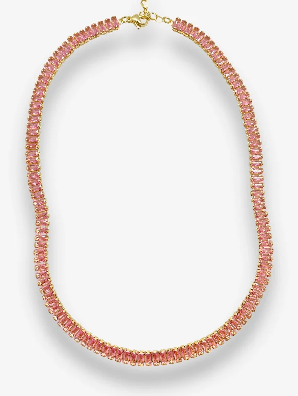 Embellished Earrings-Blush Tennis Necklace