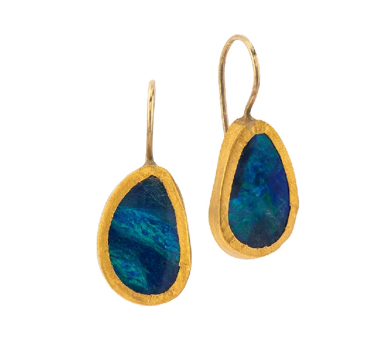 Casual Earrings-Nava Zahavi Yellow Gold Egg Shaped Opal Earrings