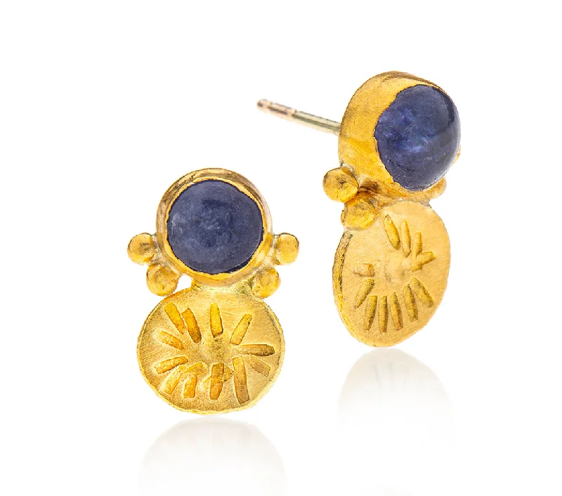 Clear Crystal Earrings-Nava Zahavi Tanzanite and Yellow Gold Stud Earrings