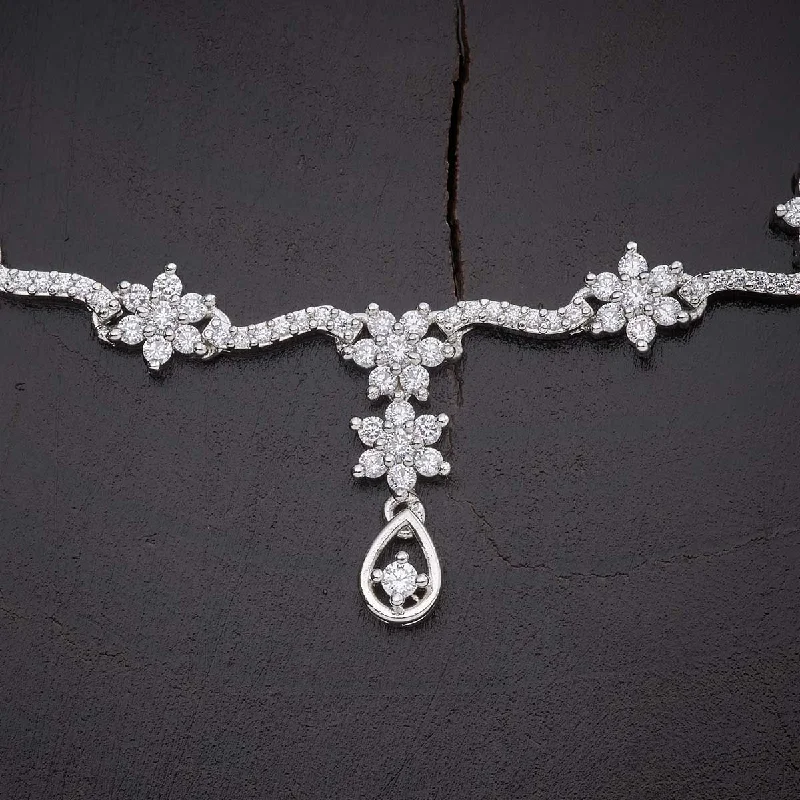 Silver Diamond Necklace-Zircon Necklace 136504