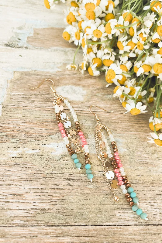 Unique Silver Earrings-Beautiful Beaded Dangle Earrings