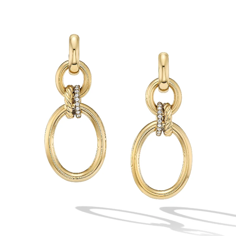 Gemstone Earrings-DY Mercer™ Circular Drop Earrings in 18K Yellow Gold with Diamonds\, 50mm