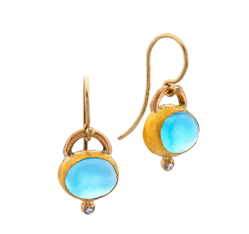 Elegant Diamond Earrings-Nava Zahavi Yellow Gold Blue Topaz and Diamond Earrings