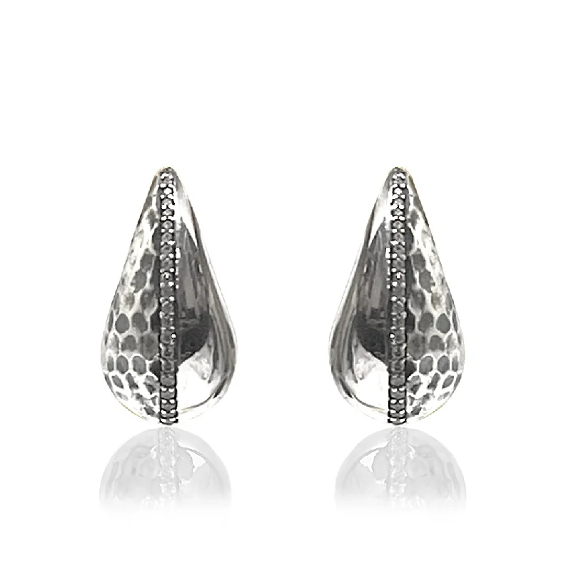 Silver Chain Earrings-VINTAGE SILVER GIA TEARDROP EARRINGS