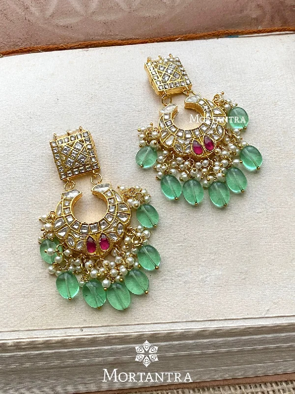 Tiny Stud Earrings-Pink Color Gold Plated Thappa Jadau Kundan Earrings - TJ-E20WP