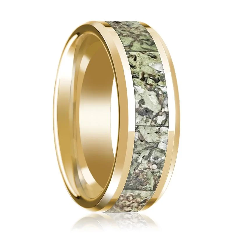 DELTAR | 14k Yellow Gold Green Dino Bone Inlay