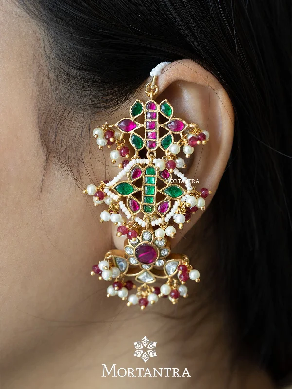 Custom Earrings for Gift-Multicolor Gold Plated Jadau Kundan Earrings - ME1065M