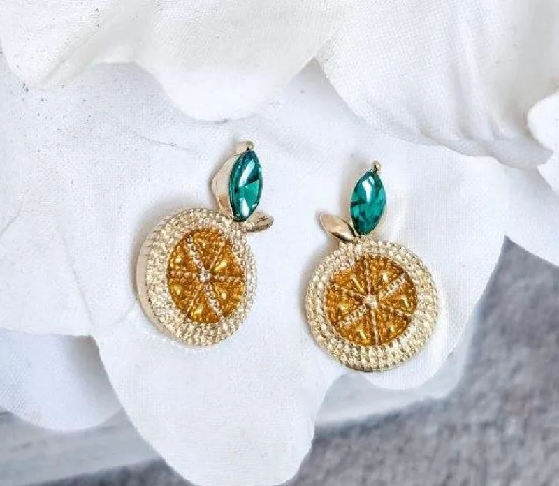 Eco-Friendly Earrings-Adorable Lemon Stud Earrings