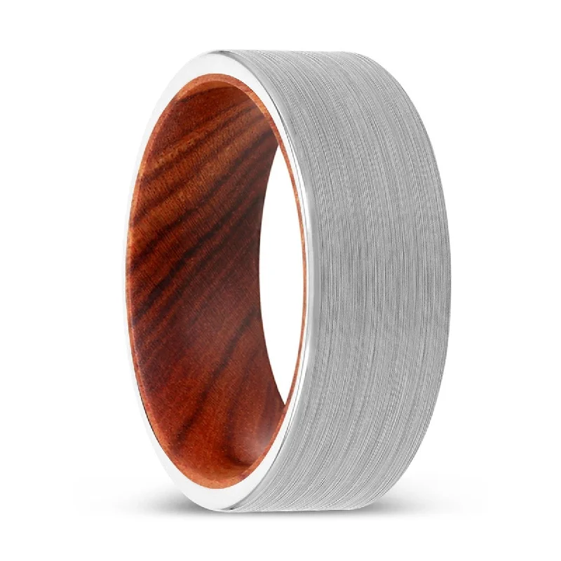 DIESEL | IRON Wood, White Tungsten Ring, Brushed, Flat