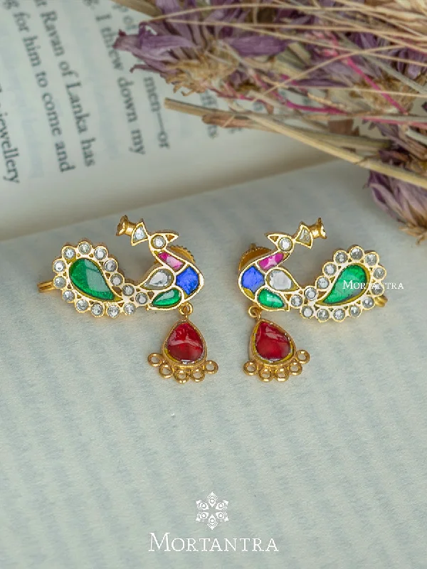 Custom Earrings for Gift-Multicolor Gold Plated Jadau Kundan Earrings - ME762M