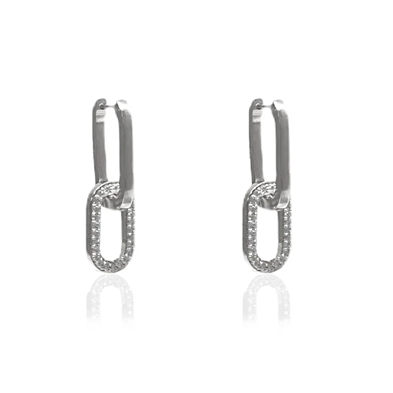 Custom Earrings for Gift-SILVER DOUBLE PAVE RICO EARRING