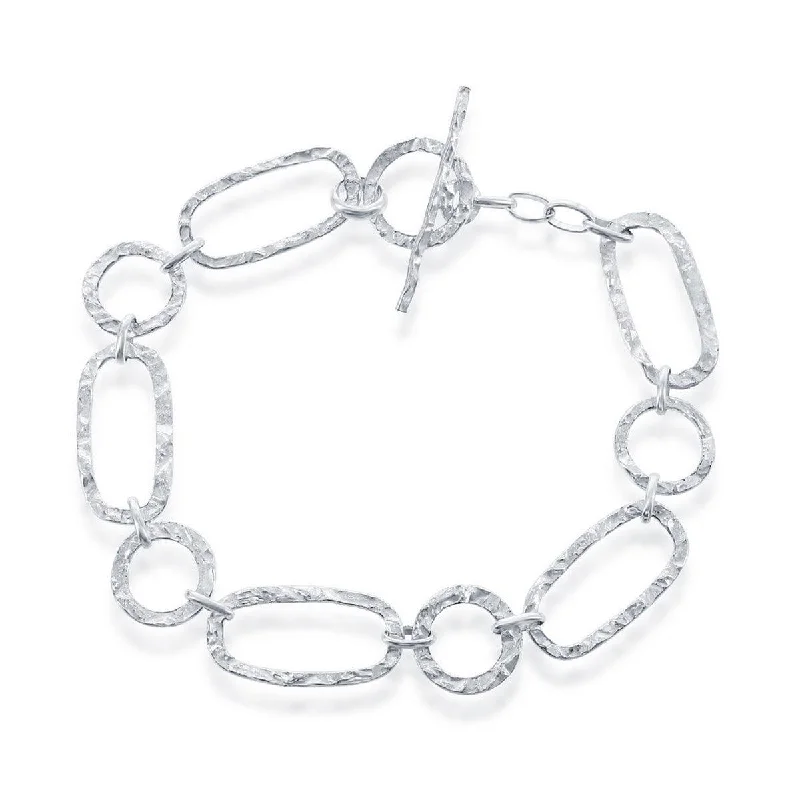 Stylish Adjustable Bracelet-Classic Women's Bracelet - Sterling Silver Hammered Style | S-4427