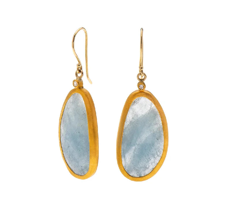 Round Hoop Earrings-Nava Zahavi Precious Aqua Earrings