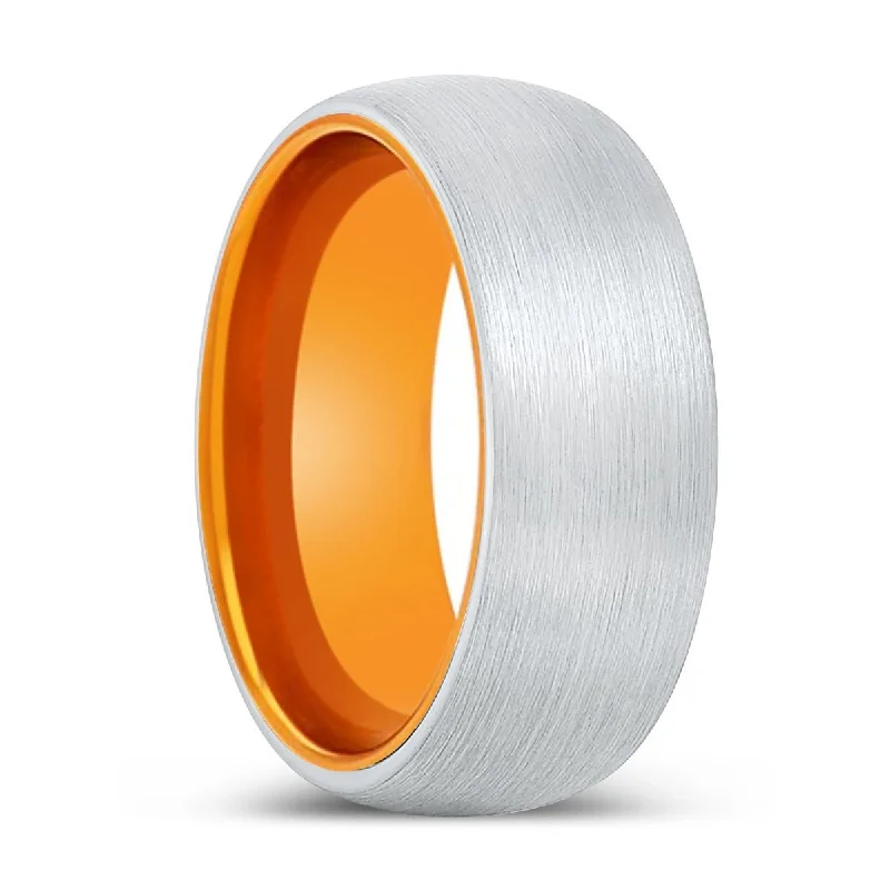 DIRECTOR | Orange Ring, White Tungsten Ring, Brushed, Domed