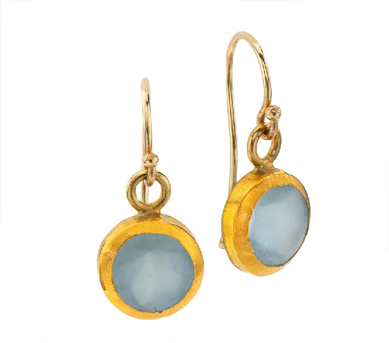 Modern Geometric Earrings-Nava Zahavi Yellow Gold Classic Drop Aquamarine Earrings