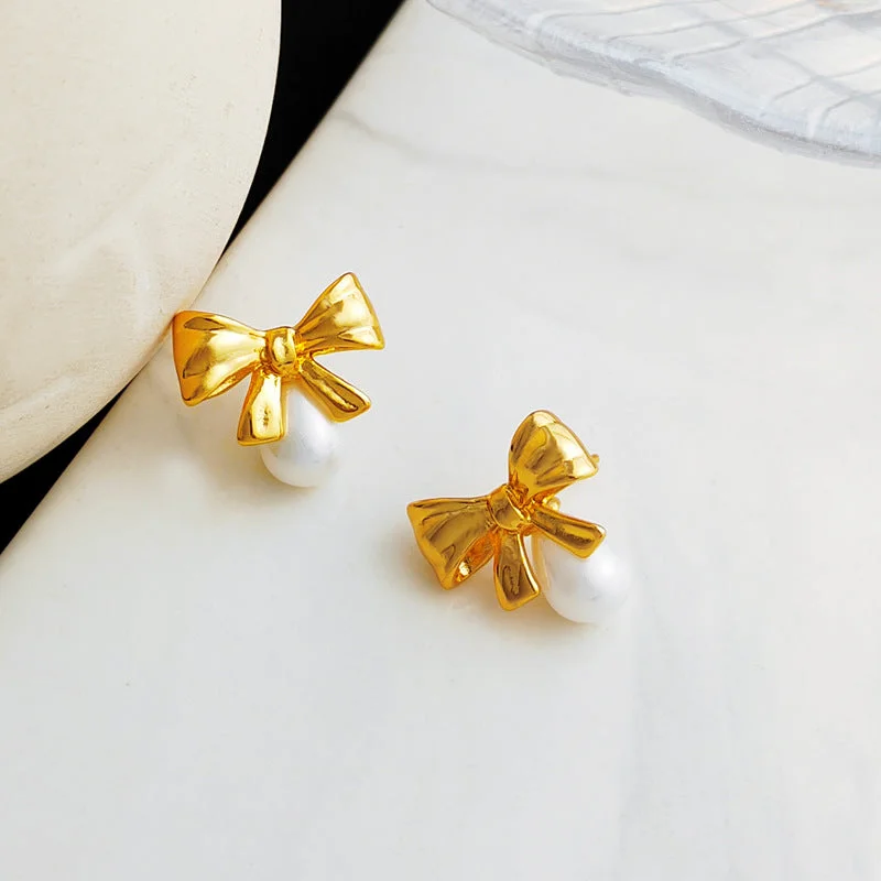 Sterling Silver Needle Bow Stud Earrings Pair