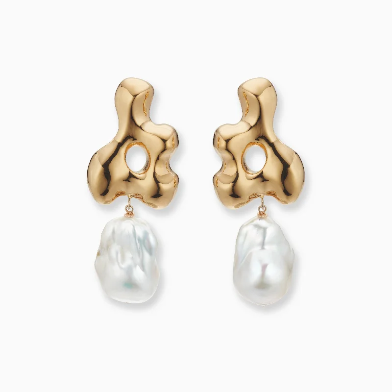 Unique Pearl Drop Earrings-Baroque Bodmer Earrings (Clip-On)