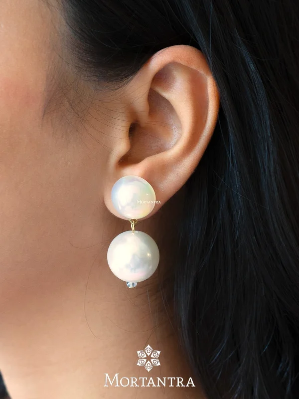 Freshwater Pearl Earrings-White Color Gold Plated Earrings - CSTEAR228A