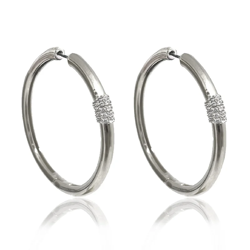 Metal Hoop Earrings-SILVER BOTERE TUBE HOOPS 2"