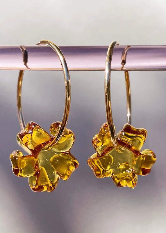 Birthday Gift Earrings-Puakenikeni Flower Hoop Earrings