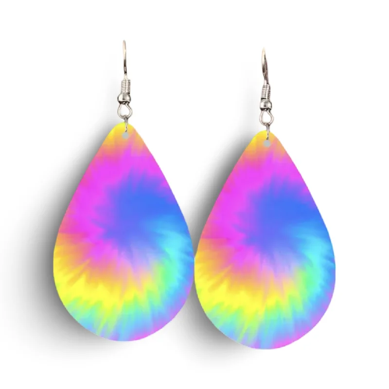 Fashion Drop Earrings-Beautiful Tie Dye Drop Earrings