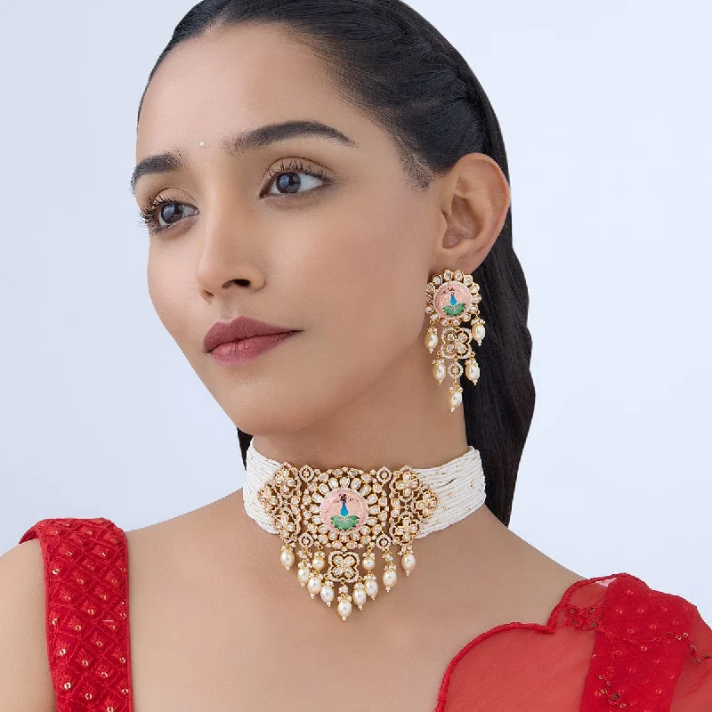 Silver Choker Necklace-Kundan Necklace 165874