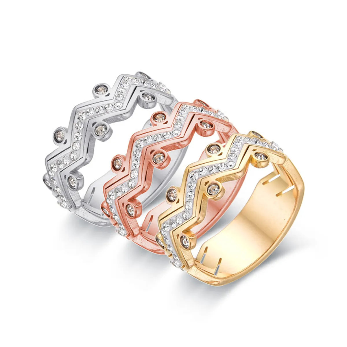 Vintage Style Geometric Color Block Stainless Steel Plating Rings