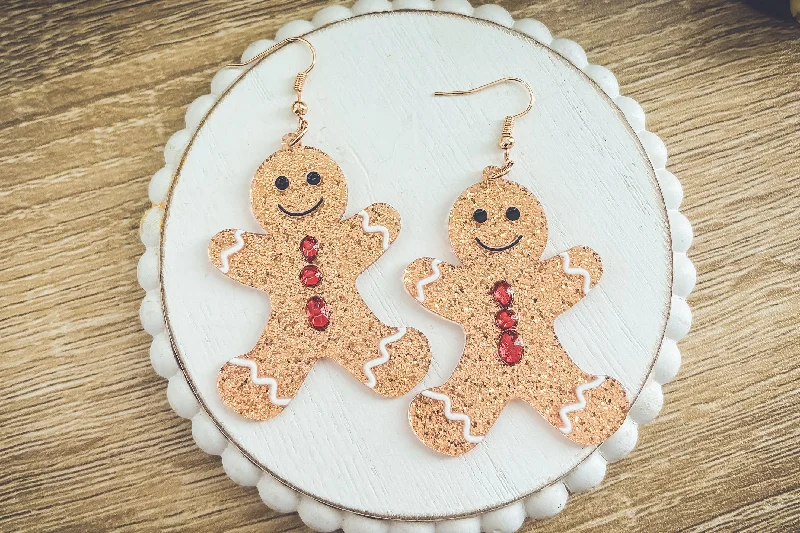 Elegant Stud Earrings-Beautiful Acrylic Gingerbread Man Earrings