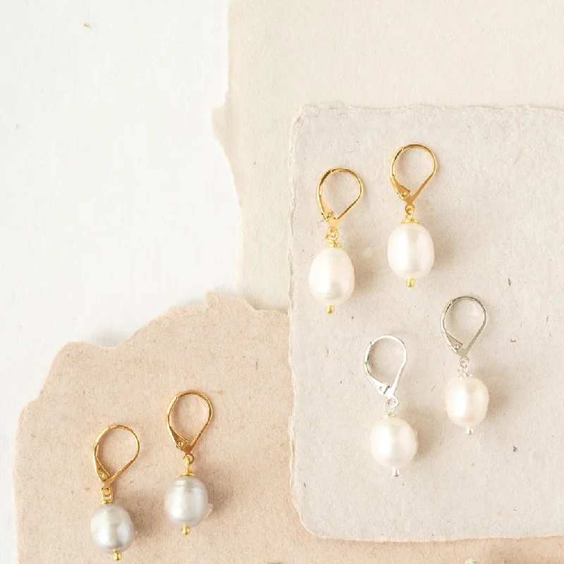 Funky Statement Earrings-Pearl Leverback Earring