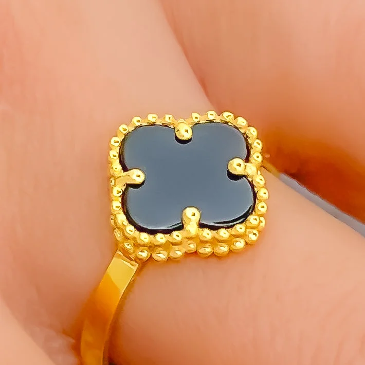 Graceful Floral 21K Gold Ring - Size 8