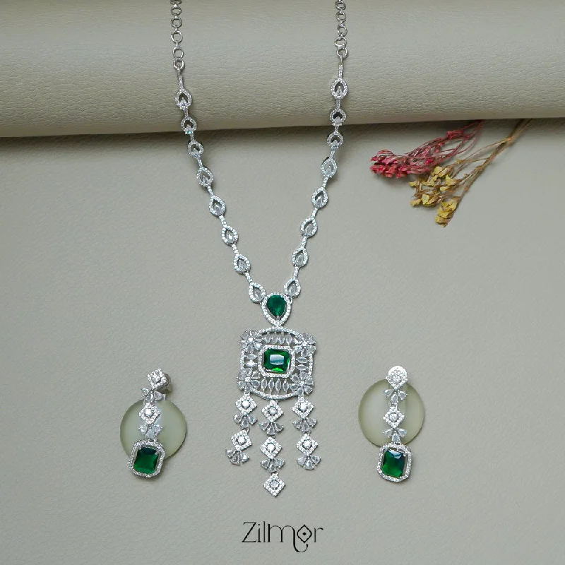 Adjustable Crystal Necklace-OT1011214 - AD Stone Wedding Necklace Earrings Set