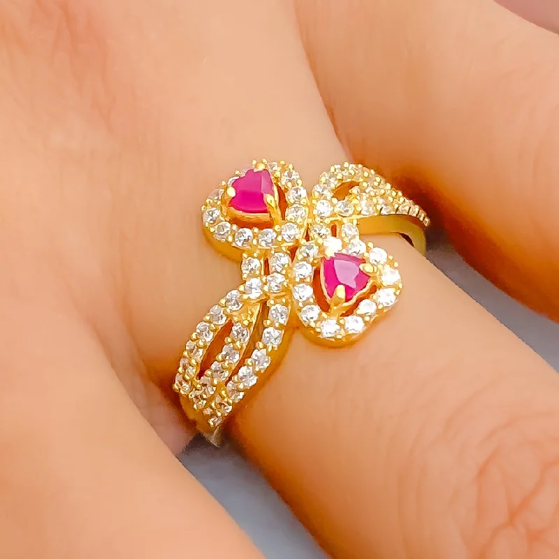 Red Gorgeous 22k Gold CZ Statement Ring