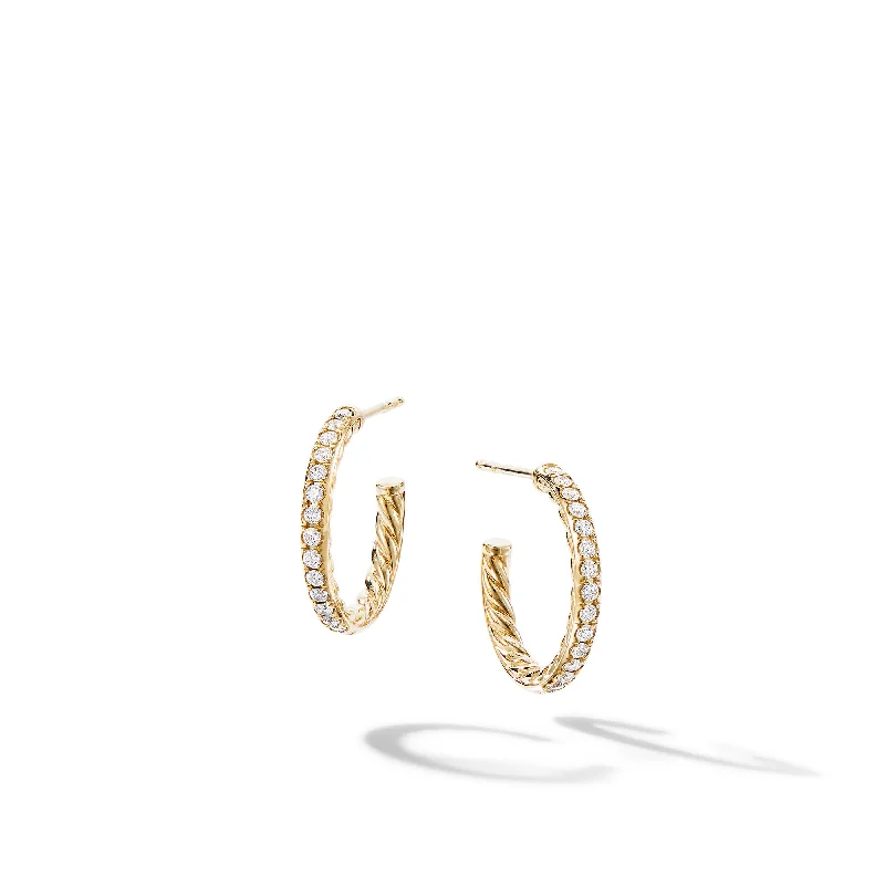 Large Statement Earrings-Pavé Hoop Earrings in 18K Yellow Gold with Diamonds\, 19mm