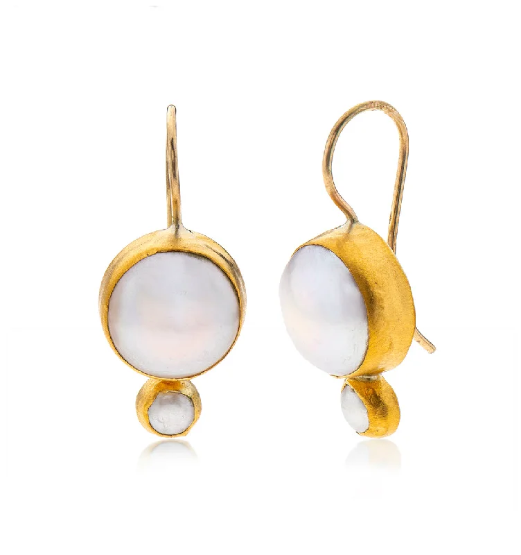 Classic Pearl Earrings-Nava Zahavi Yellow Gold Pearl Jam Earrings