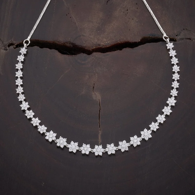 Modern Silver Necklace-Zircon Necklace 161804