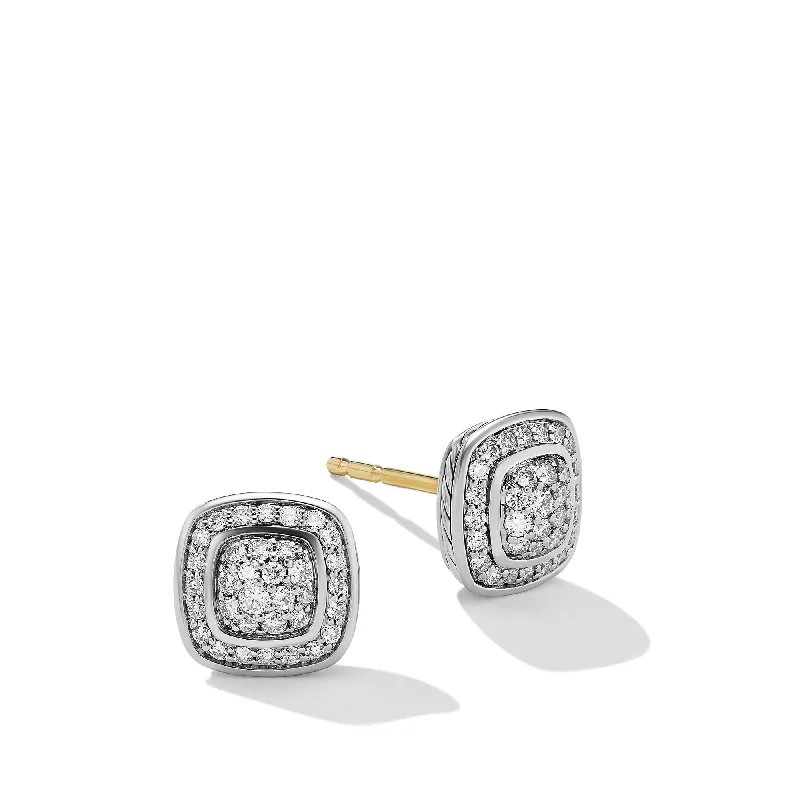 Ethnic Style Earrings-Petite Albion® Stud Earrings in Sterling Silver with Pavé Diamonds\, 5mm