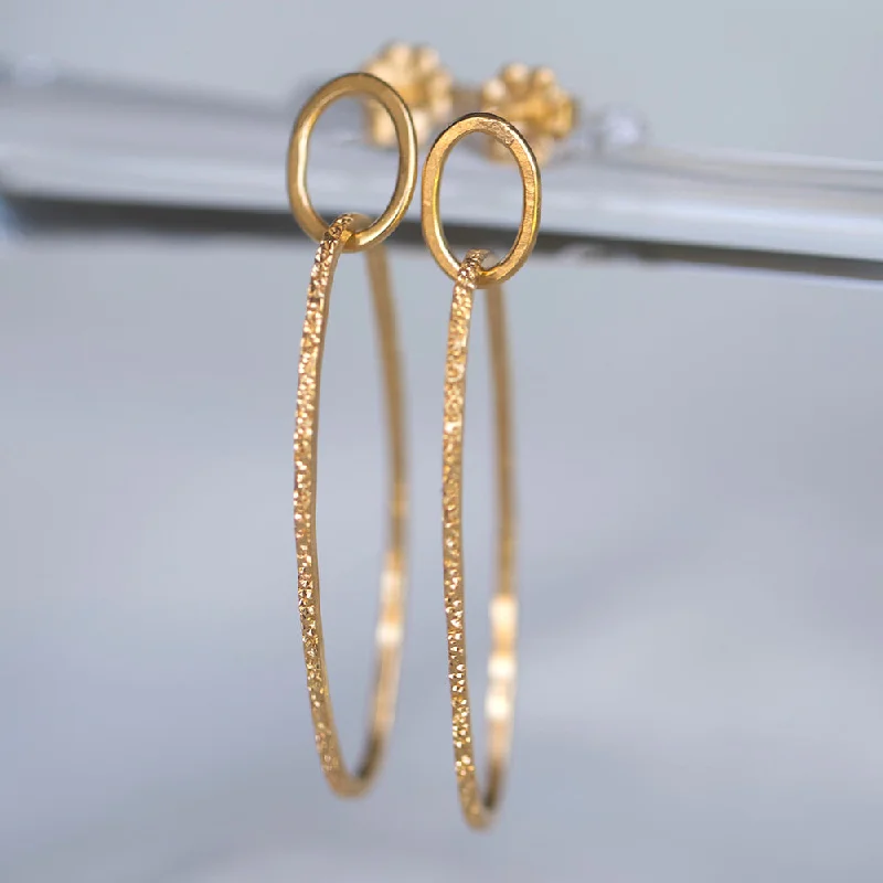 Luxury Diamond Earrings-DIAMOND DUSTED ELLIPSE HOOPS