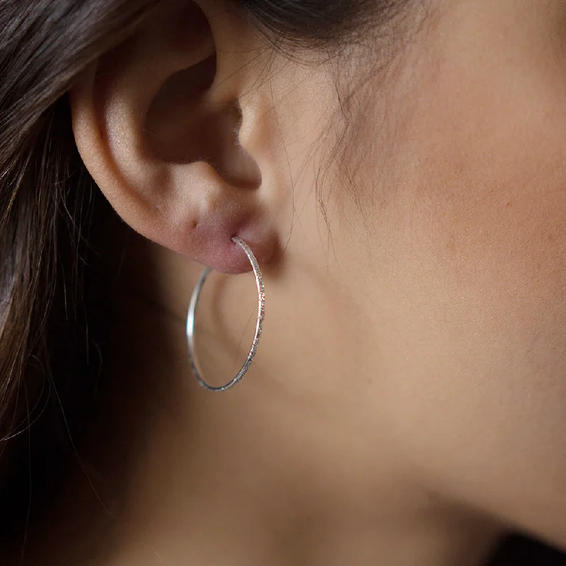 Star Shaped Earrings-DIAMOND DUSTED ROUND HOOP EARRINGS